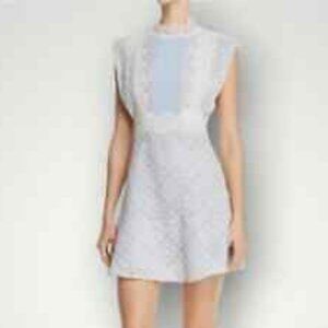 Sandro High Neck Blue Lace Overlay “Peaches” Dress
